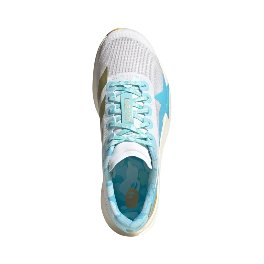Tênis Adidas Adizero Evo SL Bape "Core White/Metallic Gold"