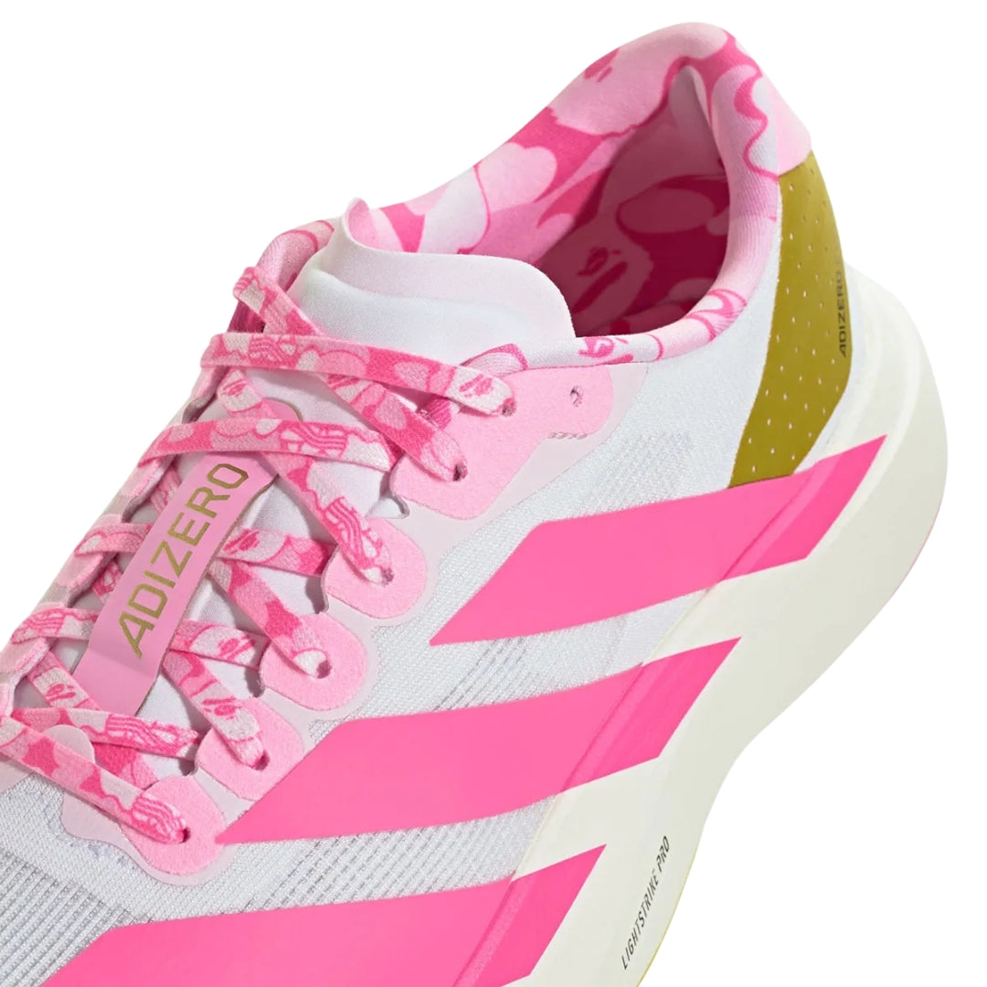 Tênis Adidas Adizero Evo SL Bape "Core White/Metallic Gold"