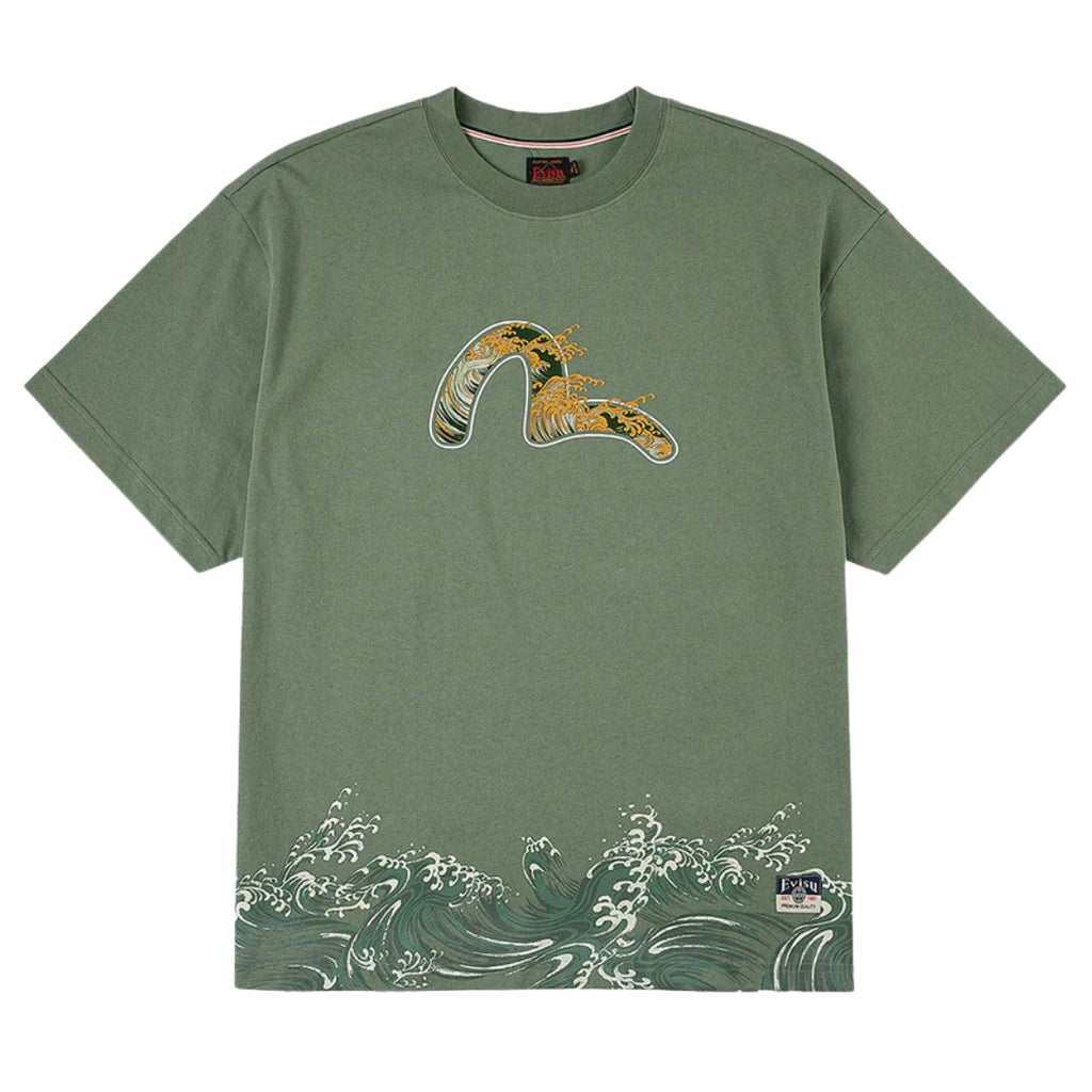 Camiseta EVISU Seagull and wave print relaxed fit T-shirt