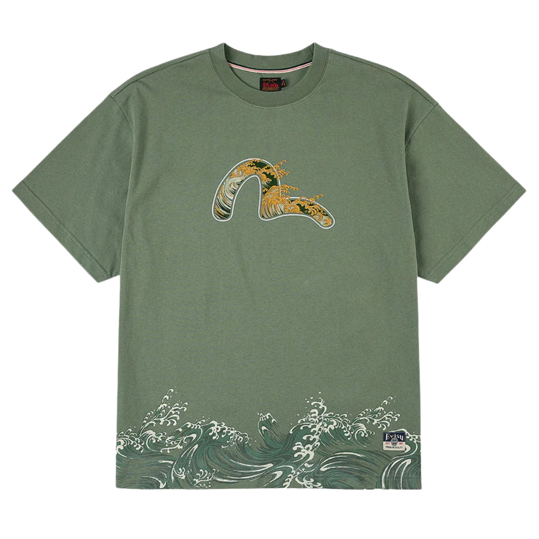 Camiseta EVISU Seagull and wave print relaxed fit T-shirt