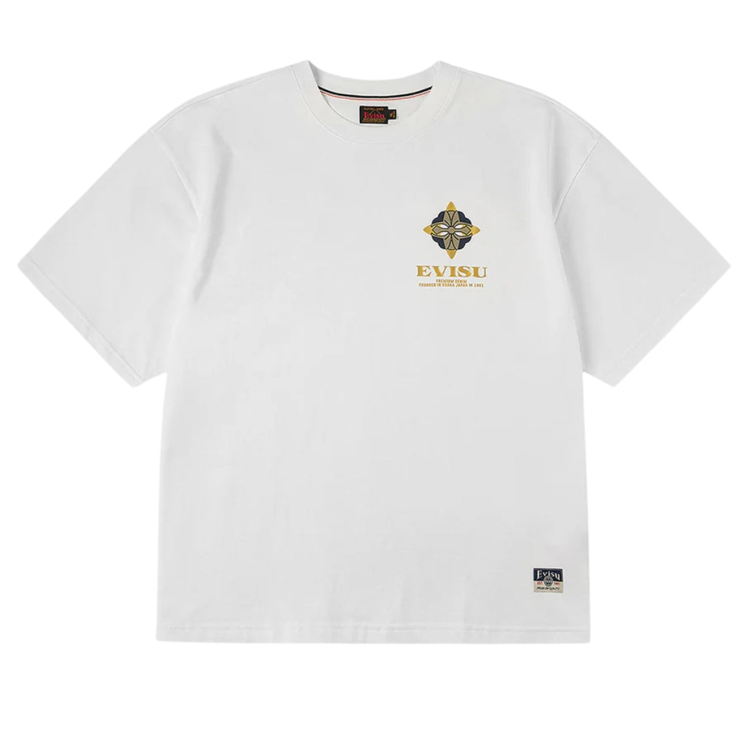 Camiseta EVISU Flying Cranes and Daikoku Print Loose Fit T-Shirt