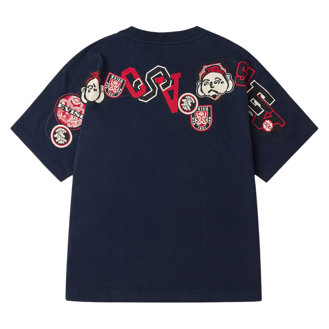 Camiseta EVISU Henohenomoheji Buddha Head and Puzzle Ring Tag Daikoku Print Relaxed Fit T-Shirt