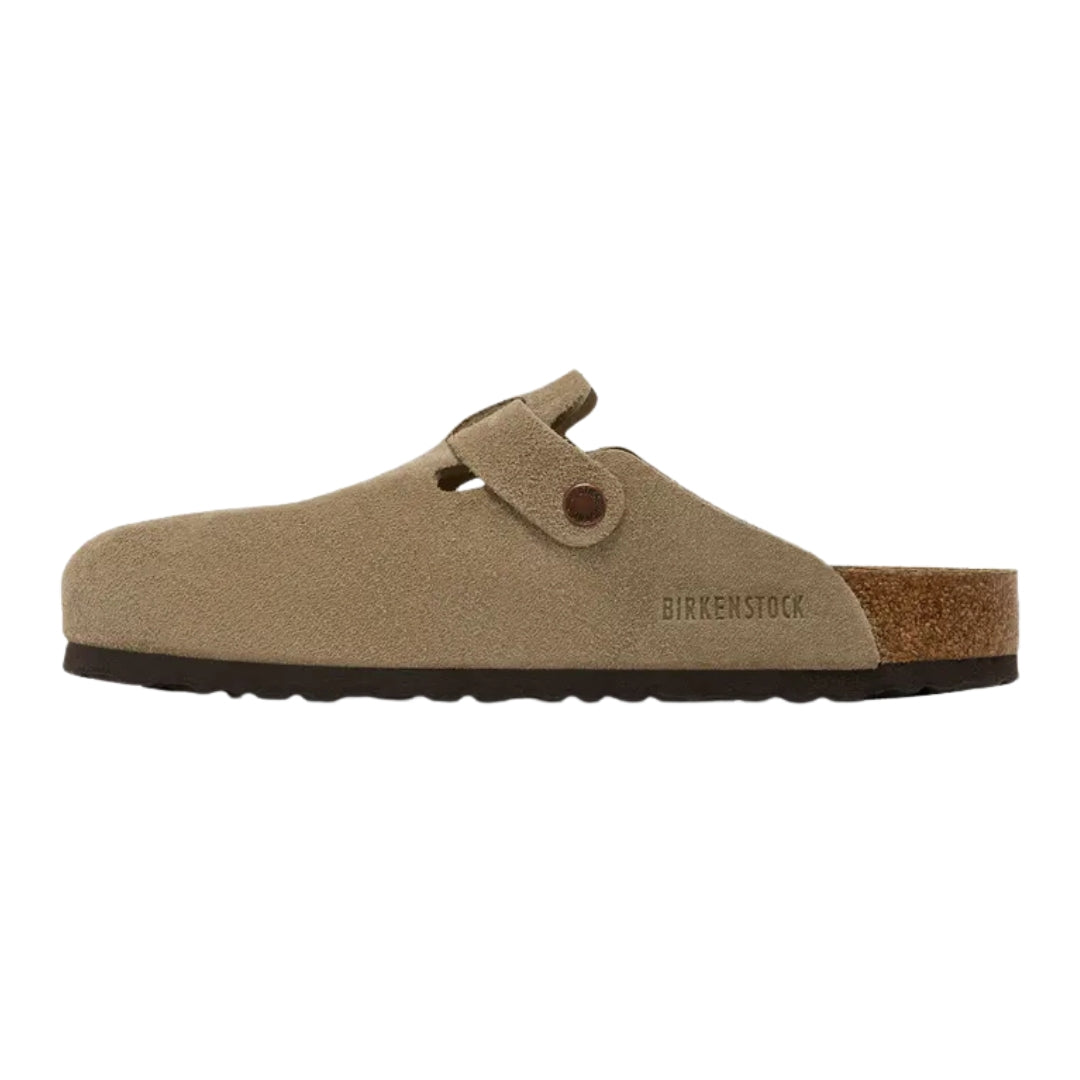 Sandália Clog BIRKENSTOCK Boston Soft Footbed "Suede Taupe"