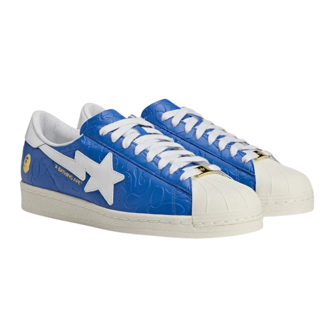 Tênis Adidas Superstar x A BATHING APE "Blue/Footwear White/Off White"