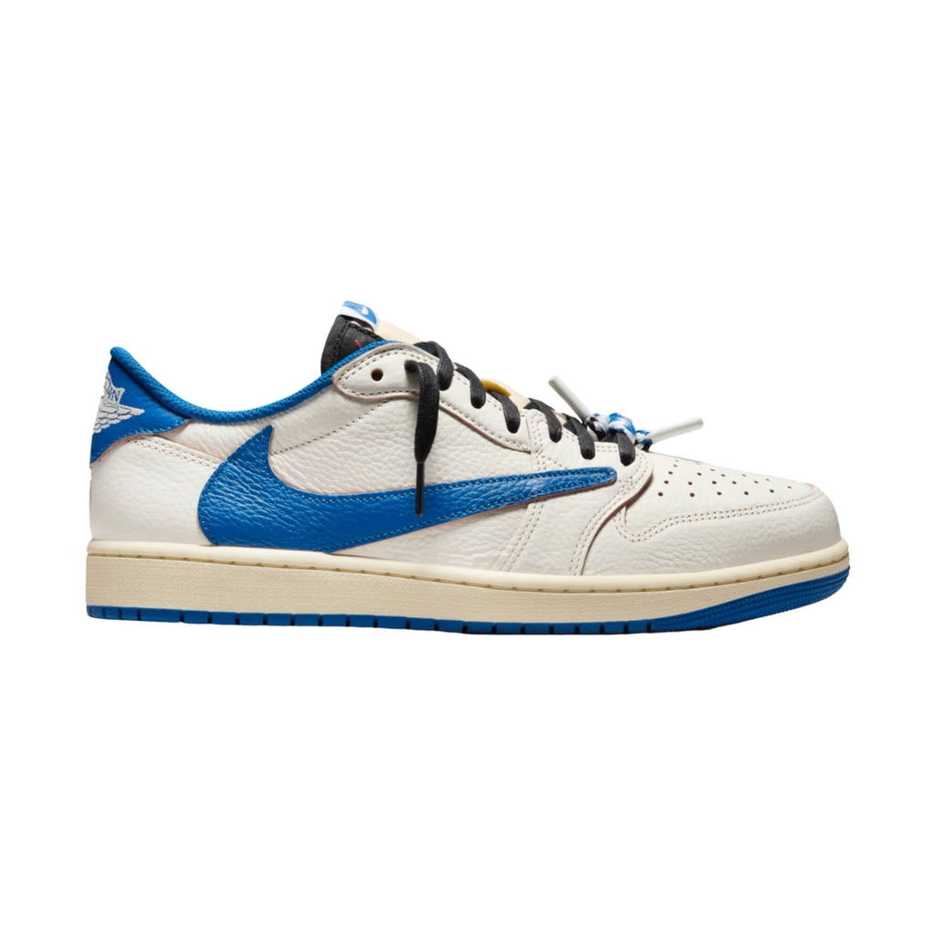 Tênis Nike Air Jordan 1 x Travis Scott x Fragment "Sail Military Blue"