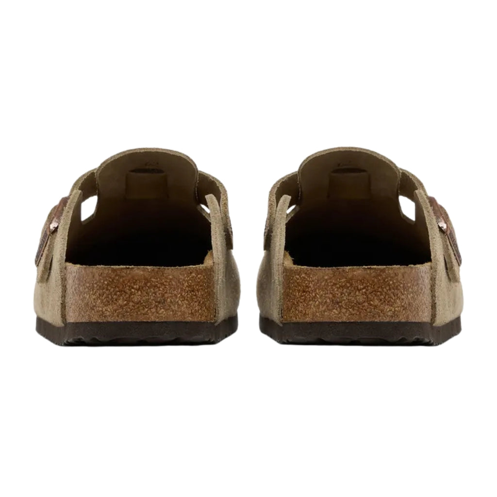 Sandália Clog BIRKENSTOCK Boston Soft Footbed "Suede Taupe"