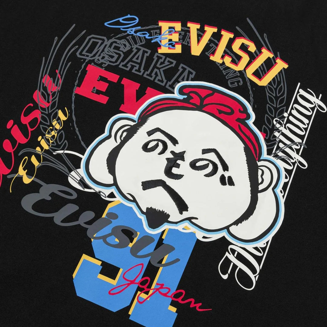 Camiseta EVISU Henohenomoheji Buddha Head Embroidery Relaxed Fit T-Shirt