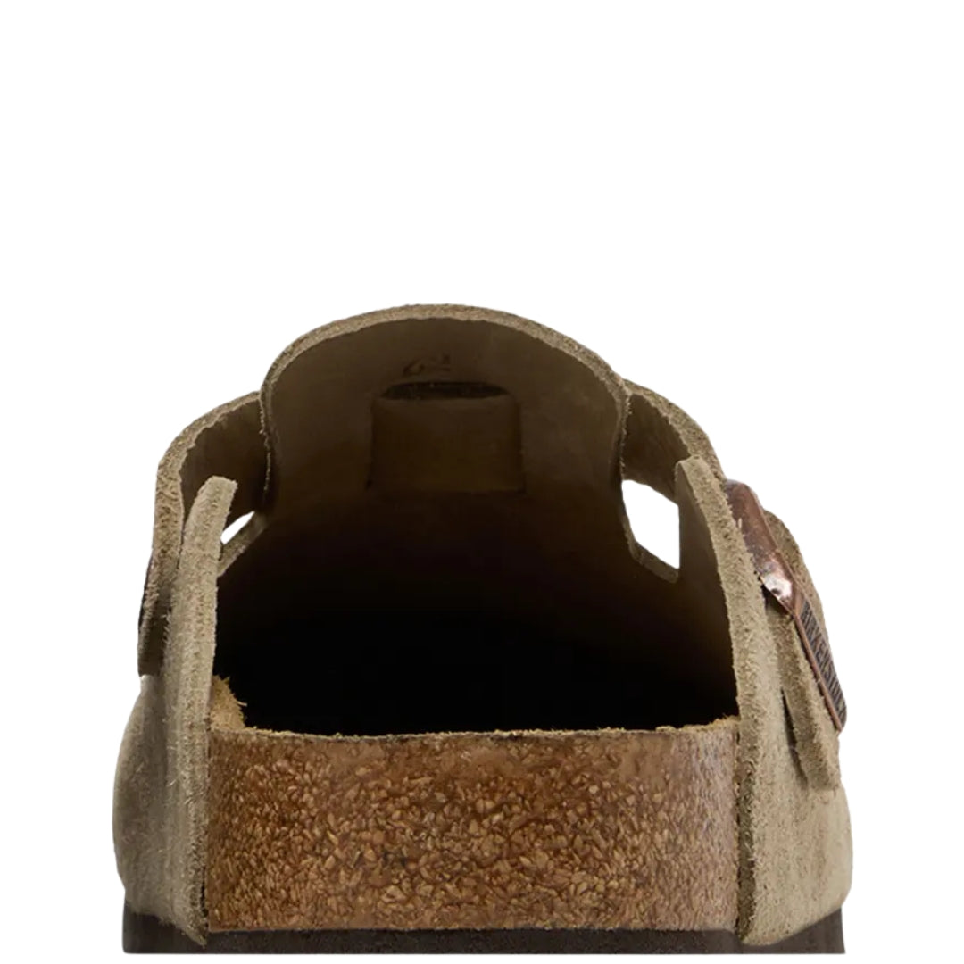 Sandália Clog BIRKENSTOCK Boston Soft Footbed "Suede Taupe"