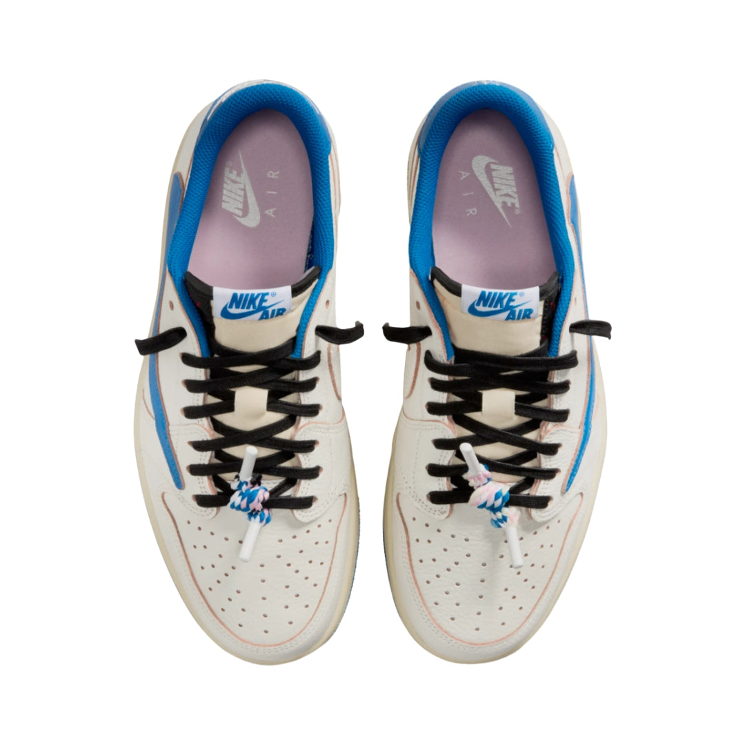 Tênis Nike Air Jordan 1 x Travis Scott x Fragment "Sail Military Blue"