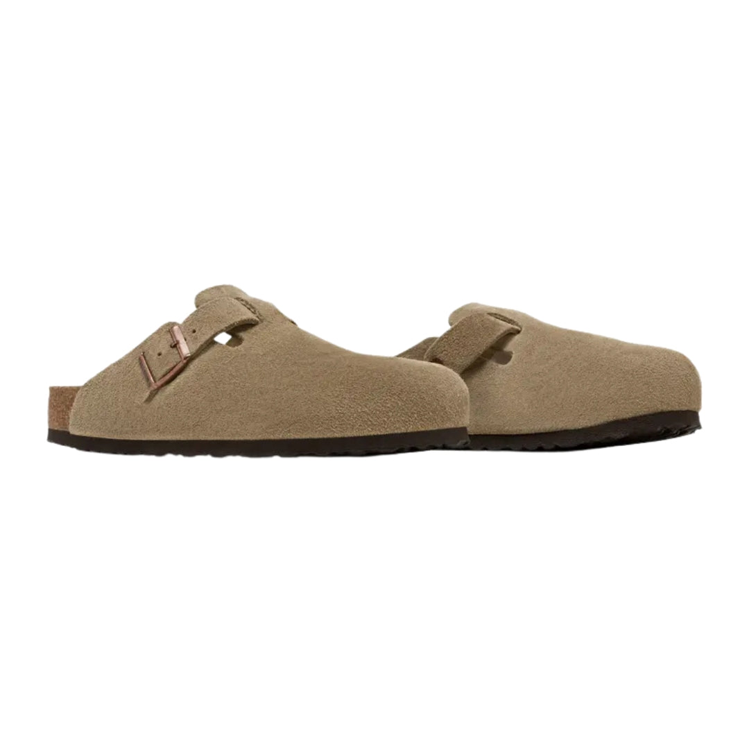 Sandália Clog BIRKENSTOCK Boston Soft Footbed "Suede Taupe"