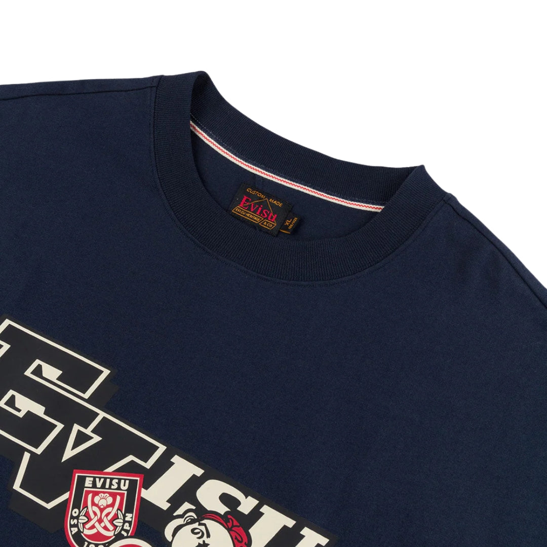 Camiseta EVISU Henohenomoheji Buddha Head and Puzzle Ring Tag Daikoku Print Relaxed Fit T-Shirt