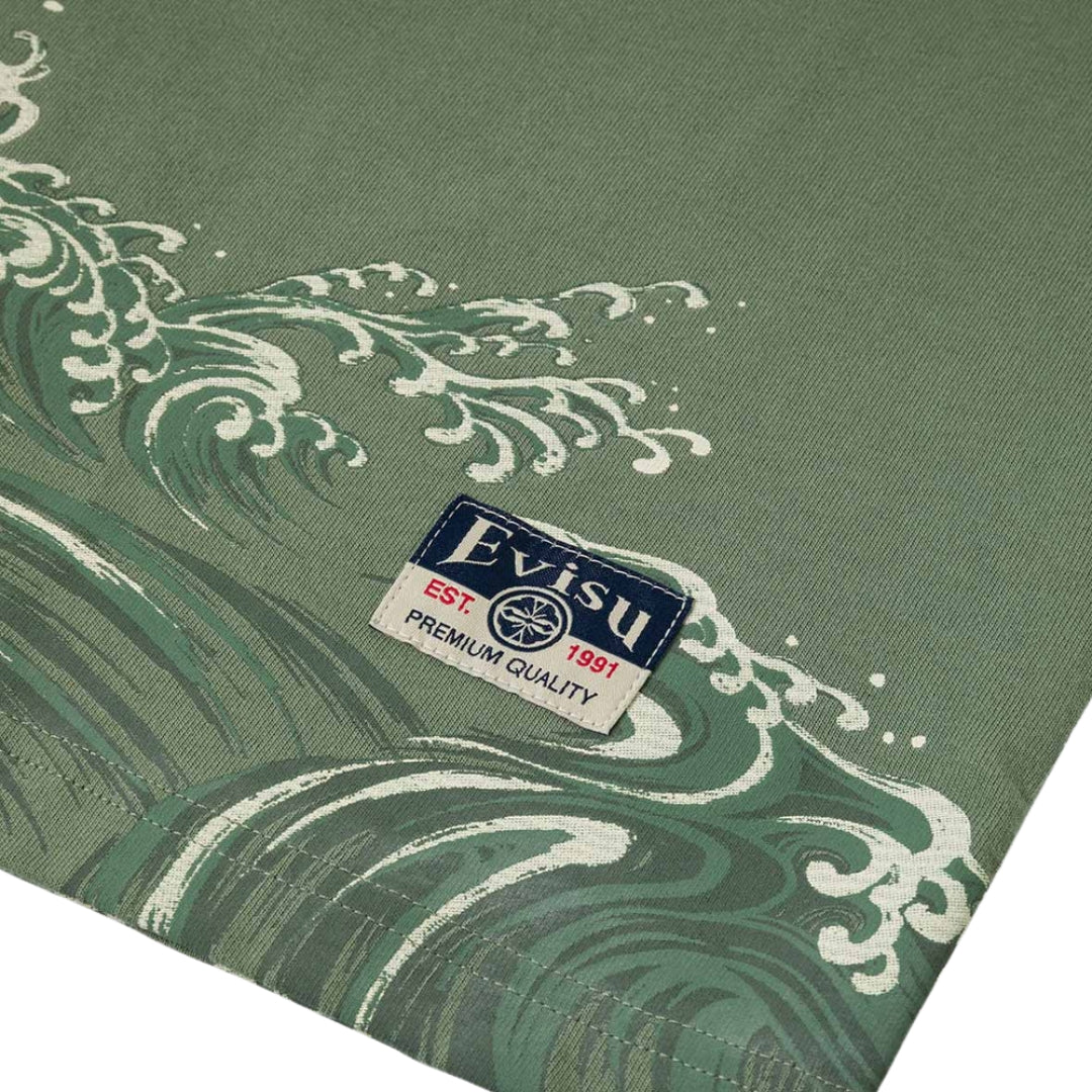 Camiseta EVISU Seagull and wave print relaxed fit T-shirt