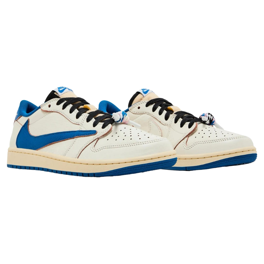 Tênis Nike Air Jordan 1 x Travis Scott x Fragment "Sail Military Blue"