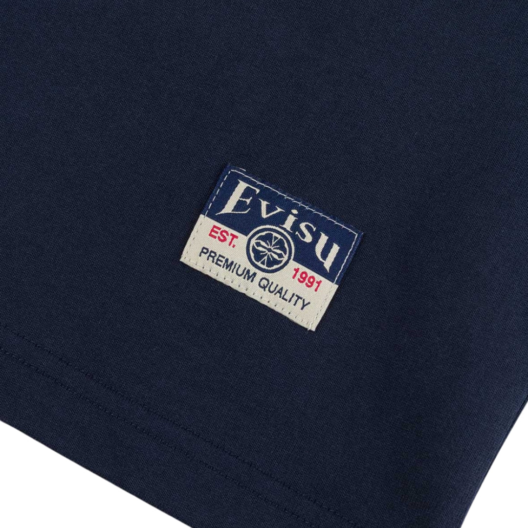 Camiseta EVISU Henohenomoheji Buddha Head and Puzzle Ring Tag Daikoku Print Relaxed Fit T-Shirt