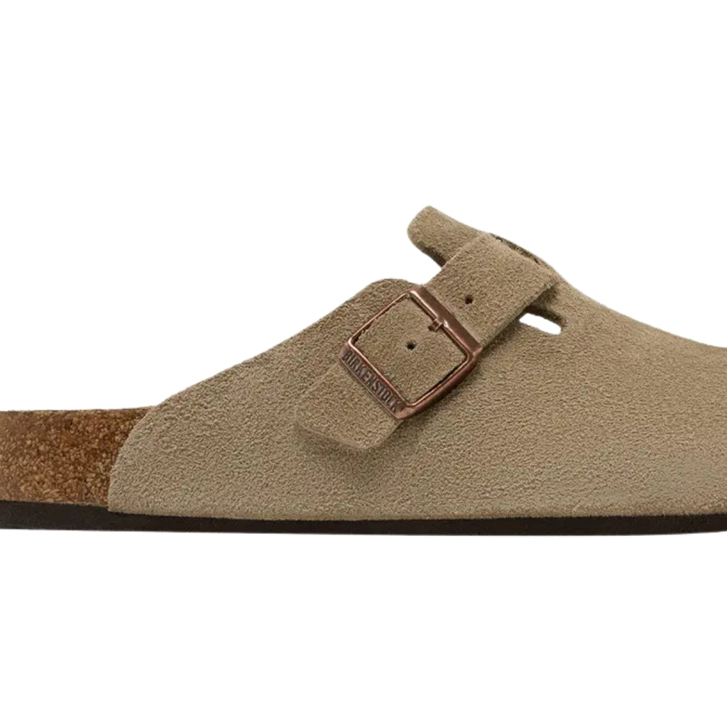 Sandália Clog BIRKENSTOCK Boston Soft Footbed "Suede Taupe"