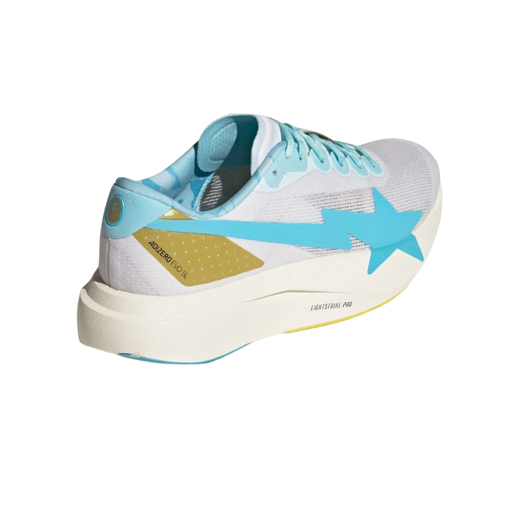 Tênis Adidas Adizero Evo SL Bape "Core White/Metallic Gold"