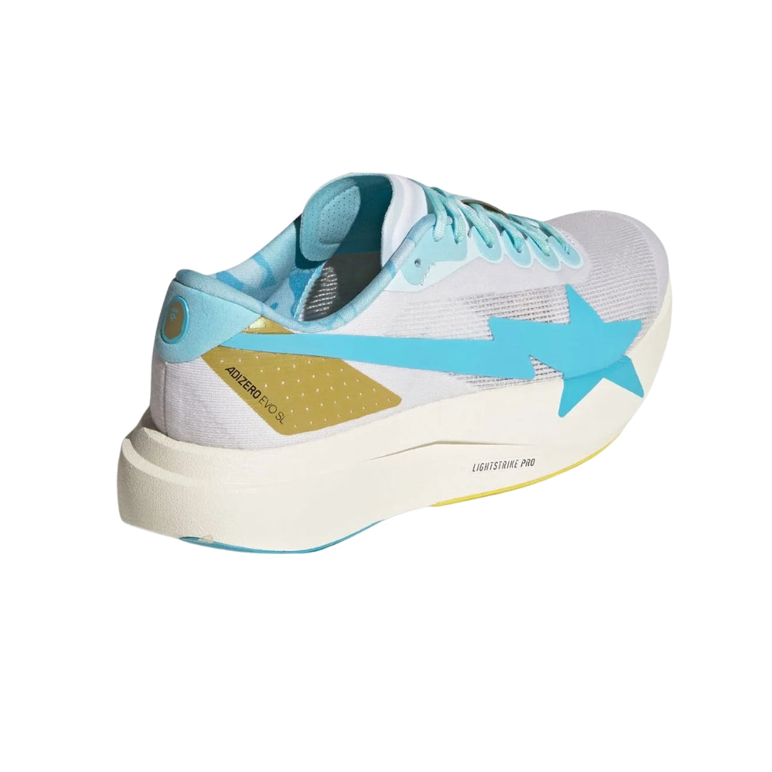 Tênis Adidas Adizero Evo SL Bape "Core White/Metallic Gold"