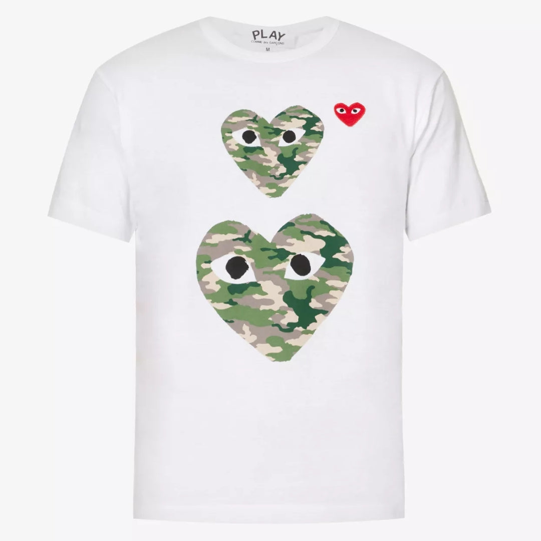 Camiseta Comme des Garcons Play Camouflage Double Heart T-shirt "White"