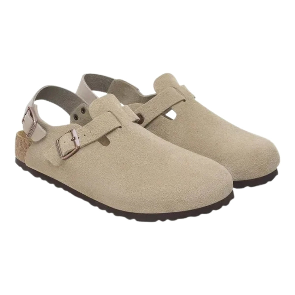 Sandália Clog BIRKENSTOCK TOKIO "Taupe Suede"