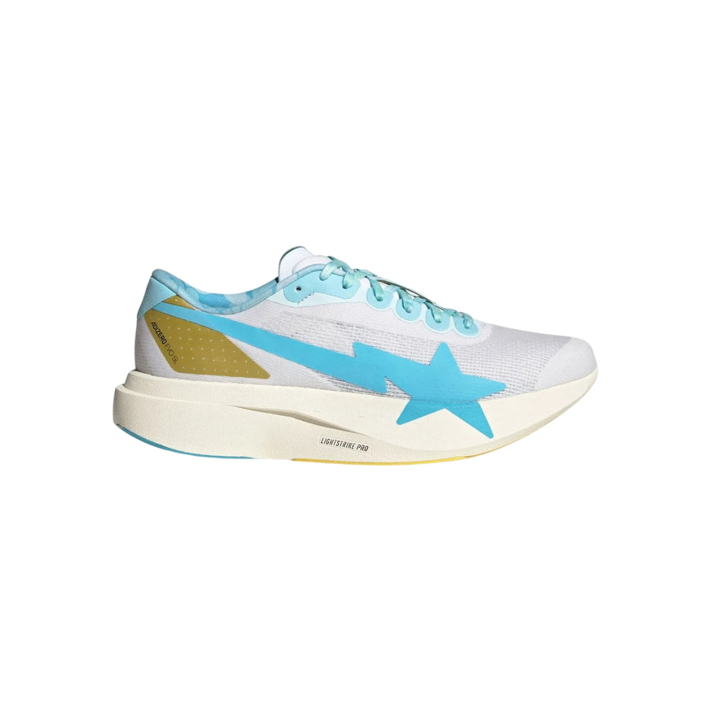 Tênis Adidas Adizero Evo SL Bape "Core White/Metallic Gold"