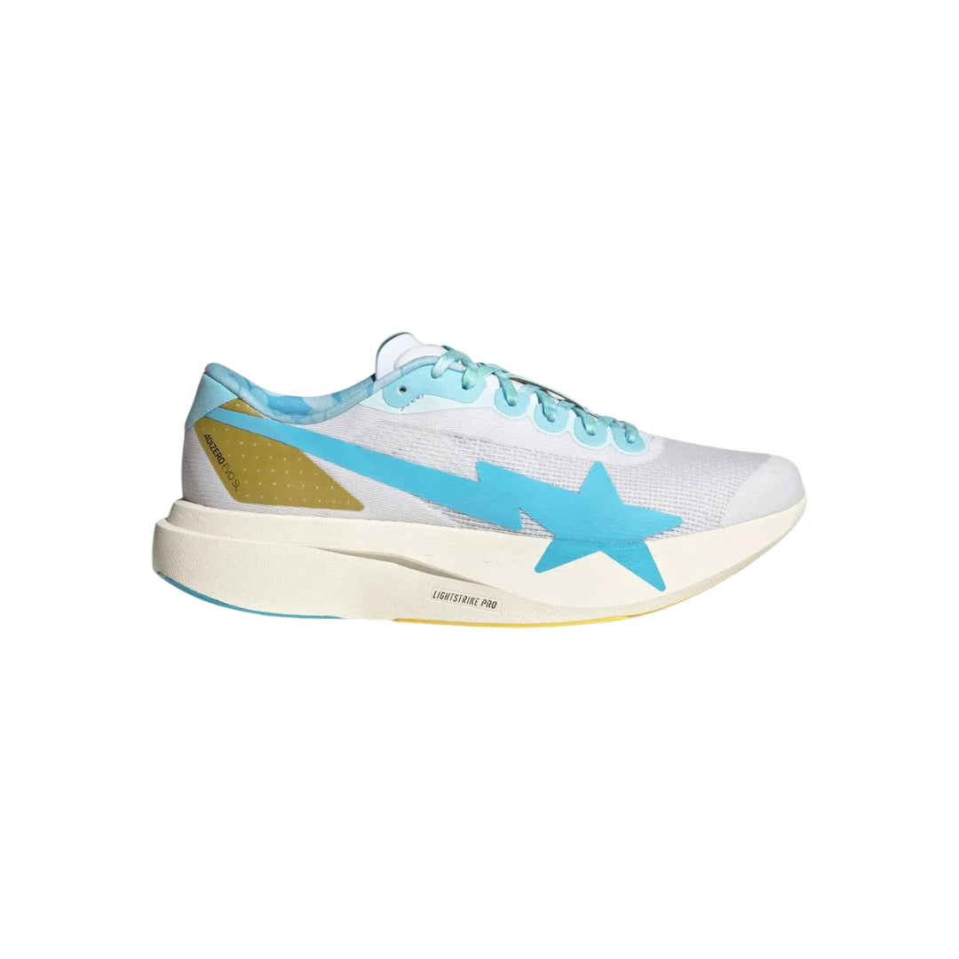 Tênis Adidas Adizero Evo SL Bape "Core White/Metallic Gold"